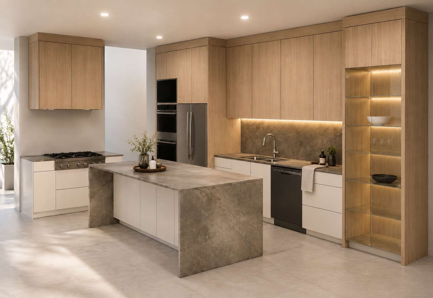 Custom kitchen within a complete duplex cabinetry and millwork design